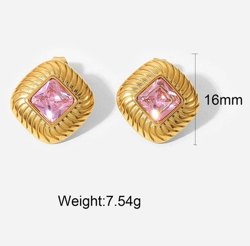 Vintage/retro zirconia earrings - Rose