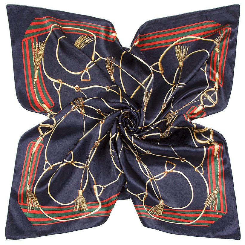 Rope Chain Print Silk Large Square Scarf - pink