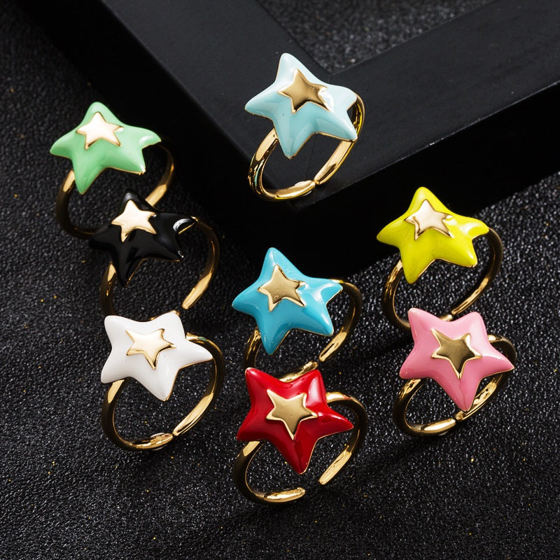 Enamel big star ring