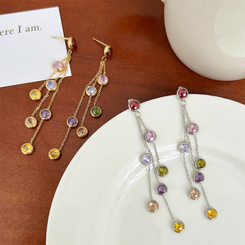 18k Gold plated Zirconia colorful earrings
