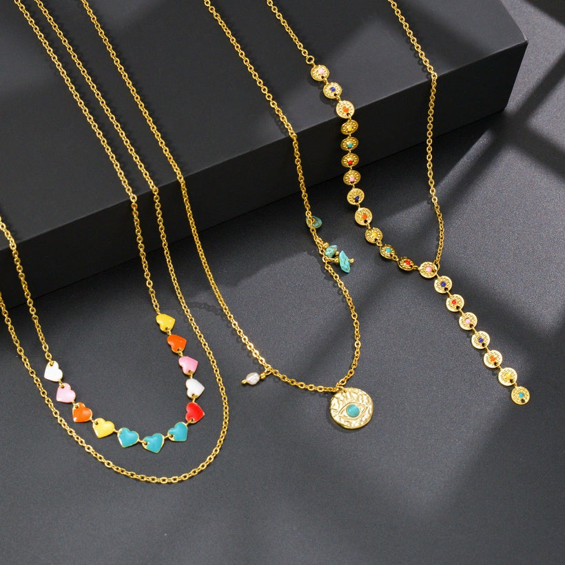Enamel heart necklace