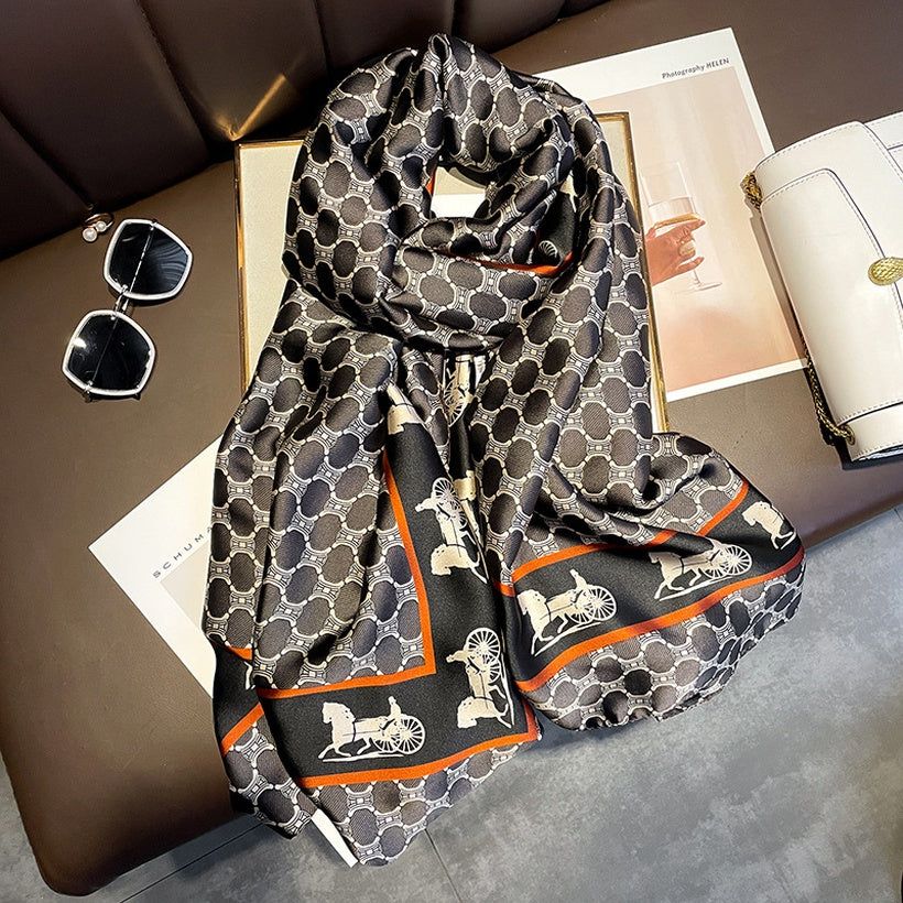 Arc De Triomphe Border Carriage Simulation Large silk scarf