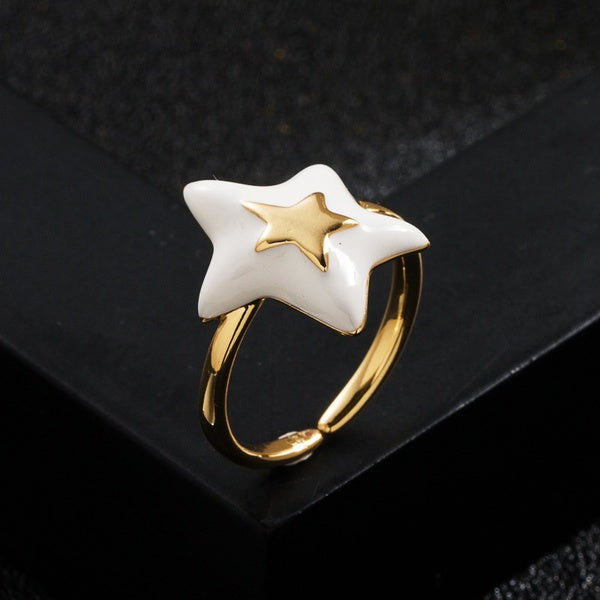Enamel big star ring