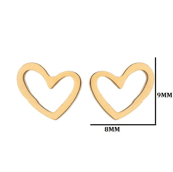Heart golden stud earrings