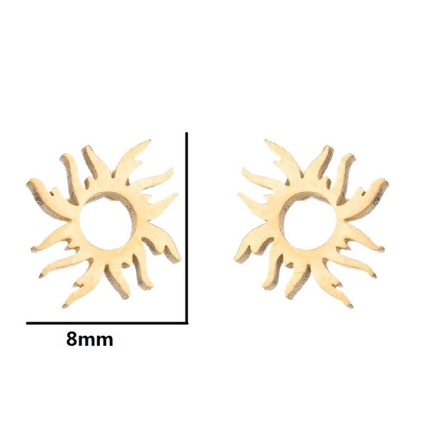 Sun golden stud earrings