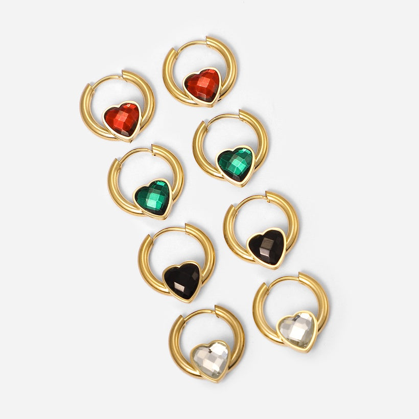 Heart-Shaped Zirconia earrings - black