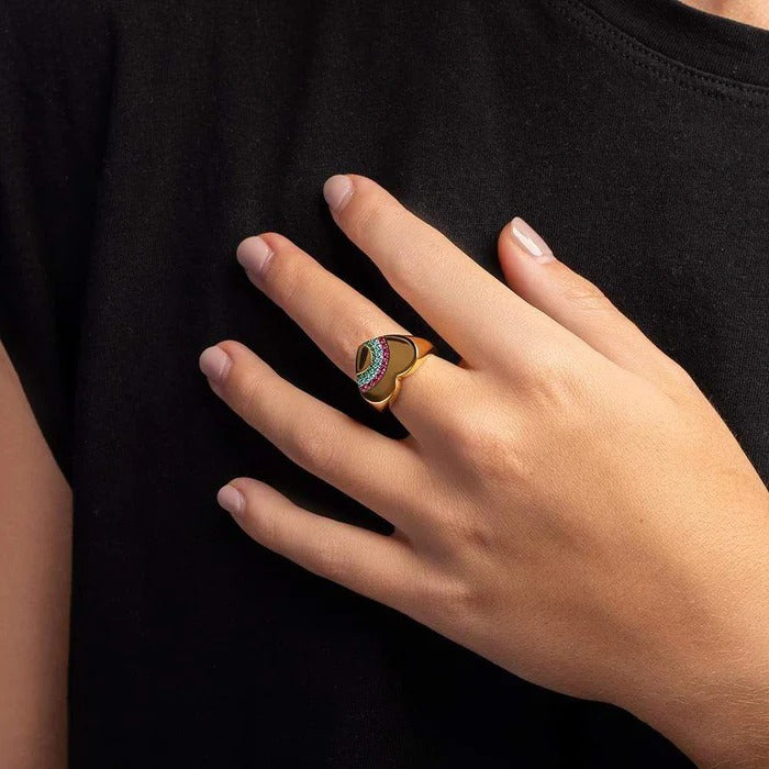 Heart rainbow ring