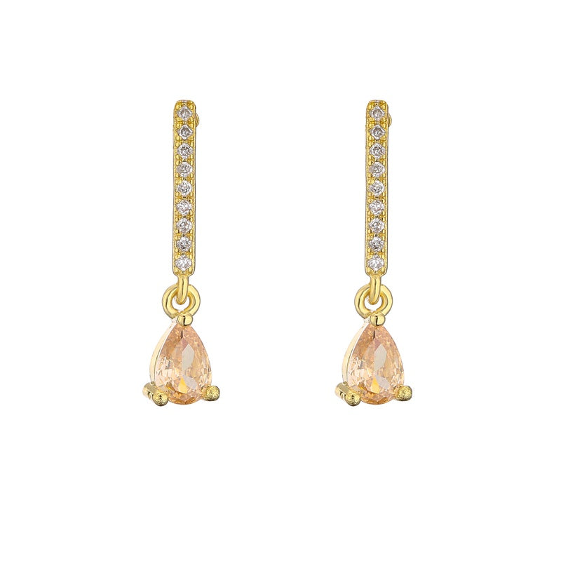 18k gold plated Champagne Zirconia earrings