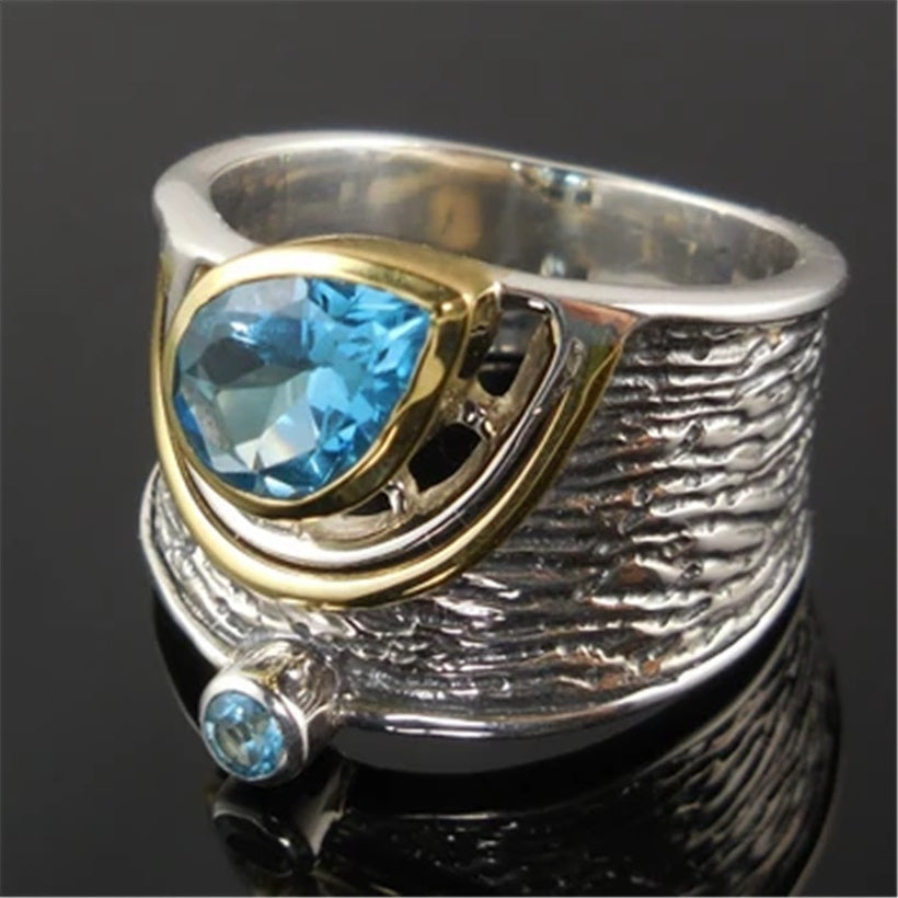 Blue water drop Zirconia Ring