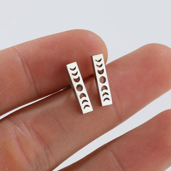 Sun and moon golden stud earrings