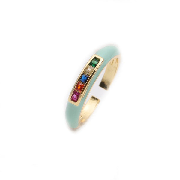 Enamel Candy Crystal Ring
