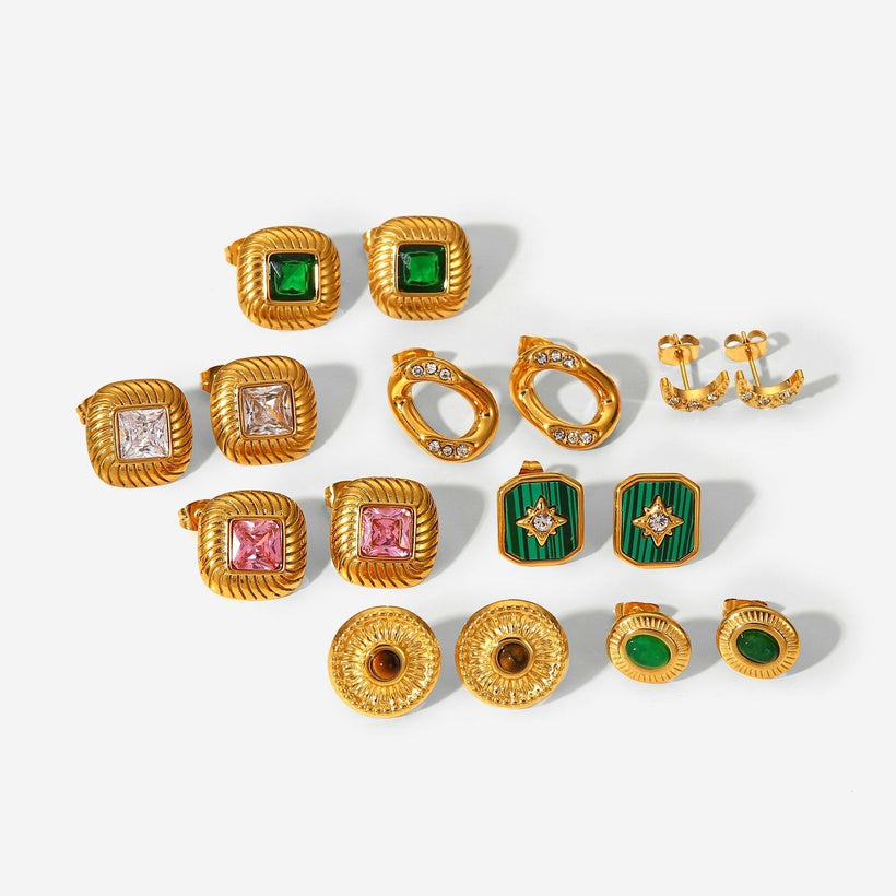 Vintage/retro zirconia earrings - green