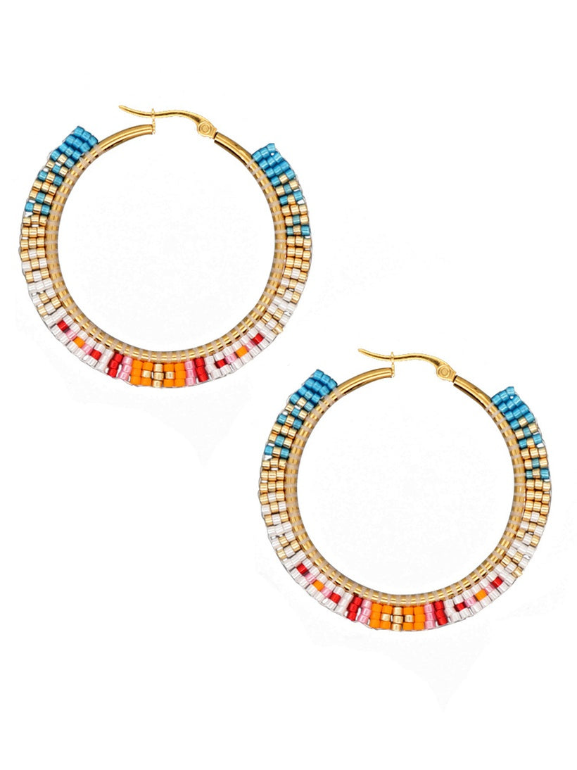 Miyuki Handmade Bohemian Rainbow Hoops Earrings