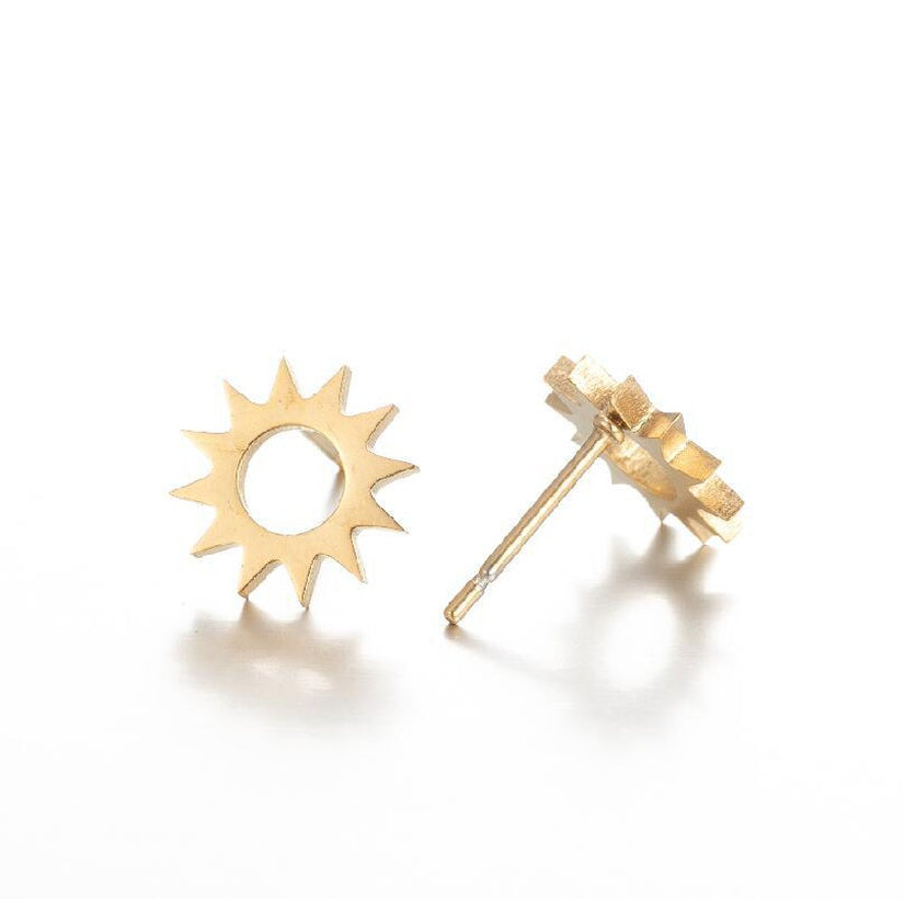 Sun golden stud earrings