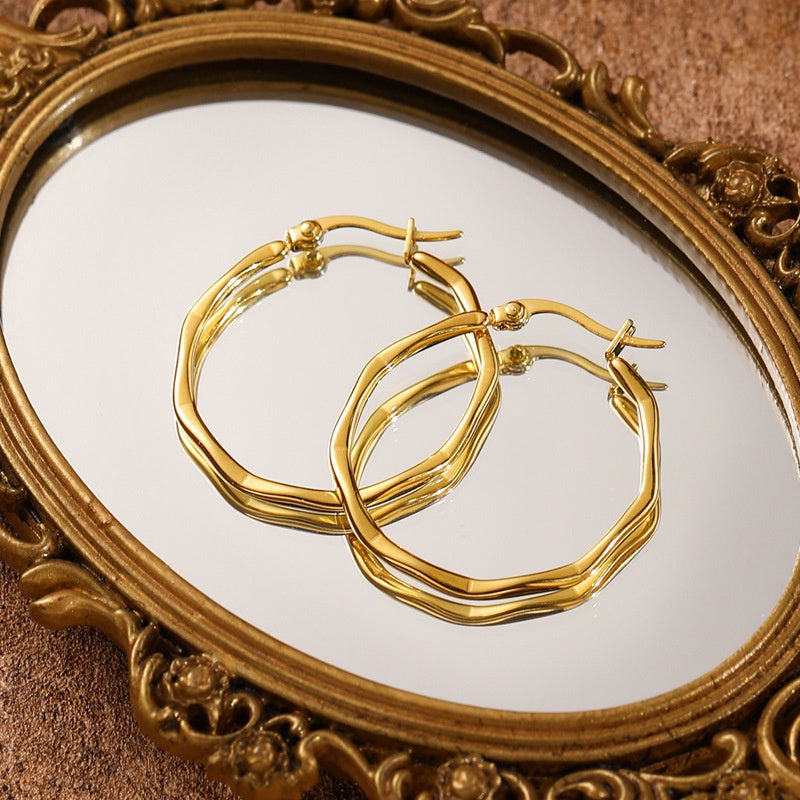Titanium Bamboo hoops earrings