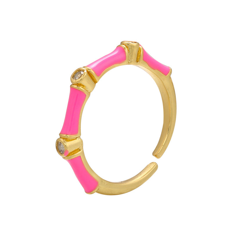 Enamel Candy pink Crystal Ring