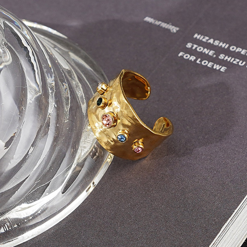Zirconia boho multicolour ring
