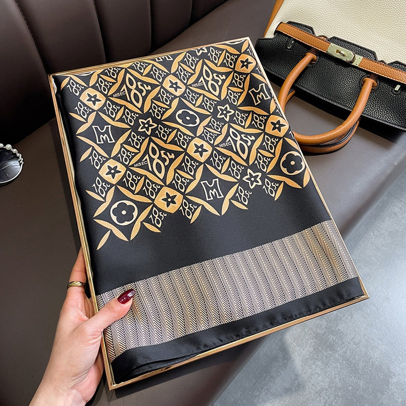 Black Gold And Copper Coins Print silk scarf
