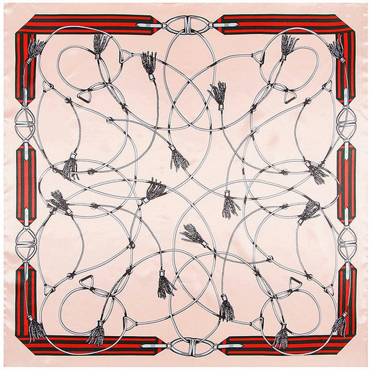 Rope Chain Print Silk Large Square Scarf - pink