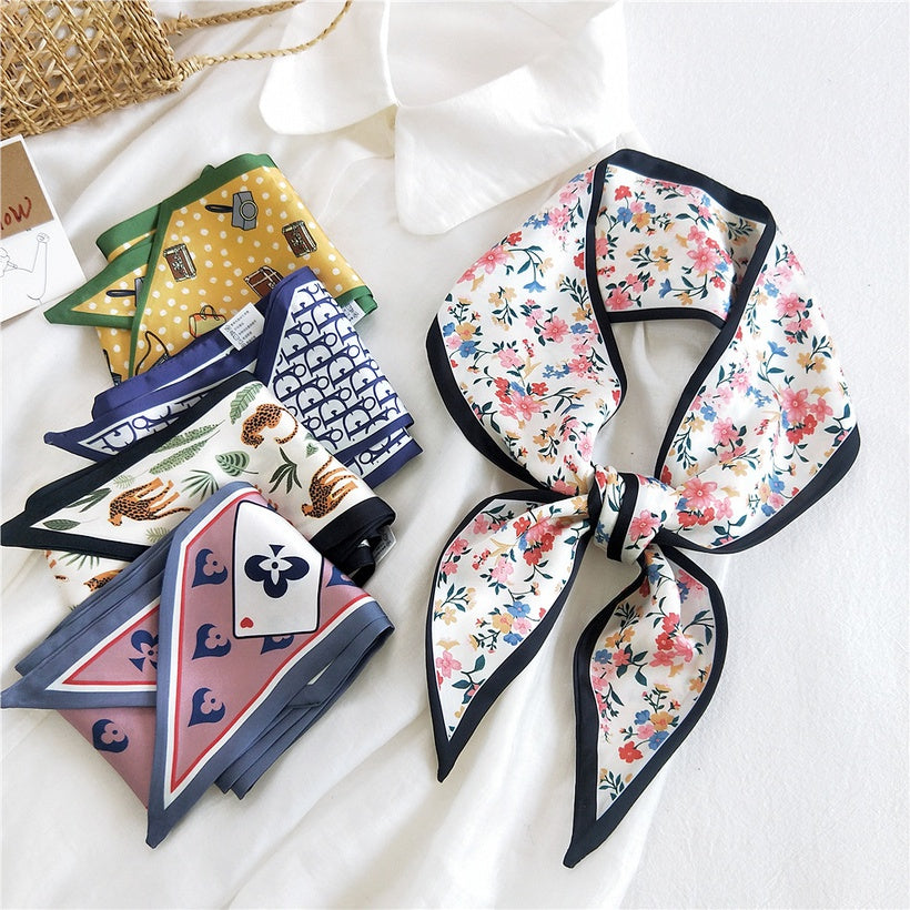 "Cha" Long Ribbon Silk Scarf
