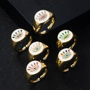 Enamel zirconia evil eye ring