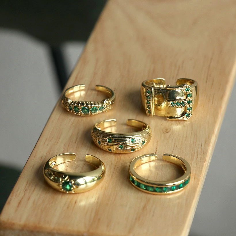 Green Zirconia stars ring