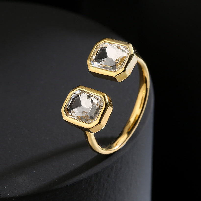 Double Diamond Zirconia Ring