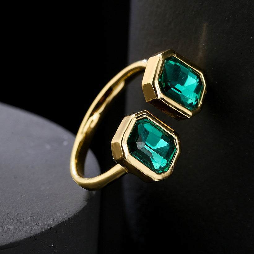 Double Diamond Zirconia Ring