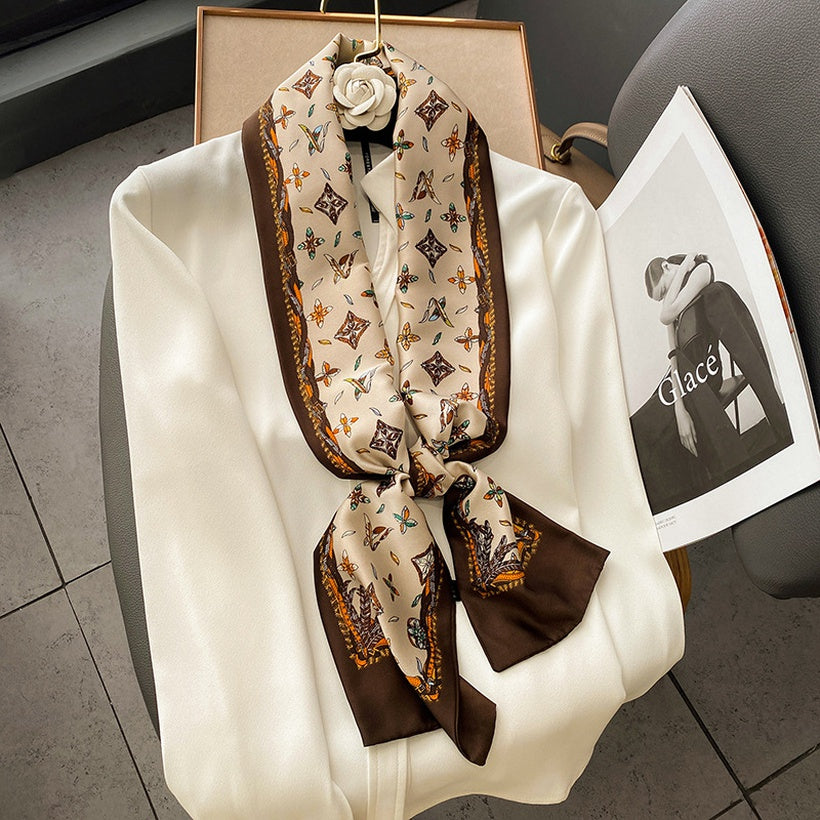 Feather Fragments silk long Scarf