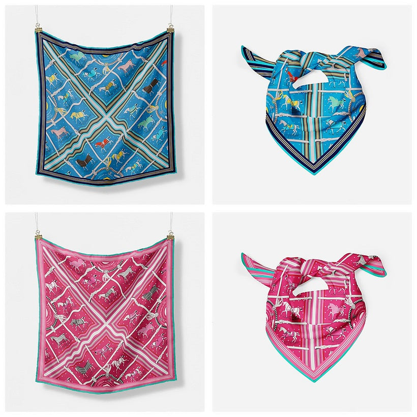 Four Seasons Small Square Scarf - Blue