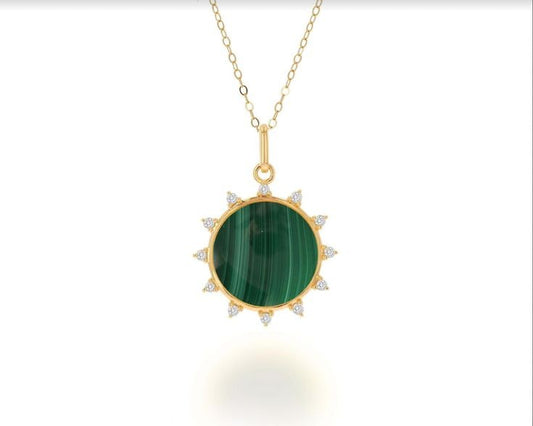 MiniLux Malachite round zirconia necklace