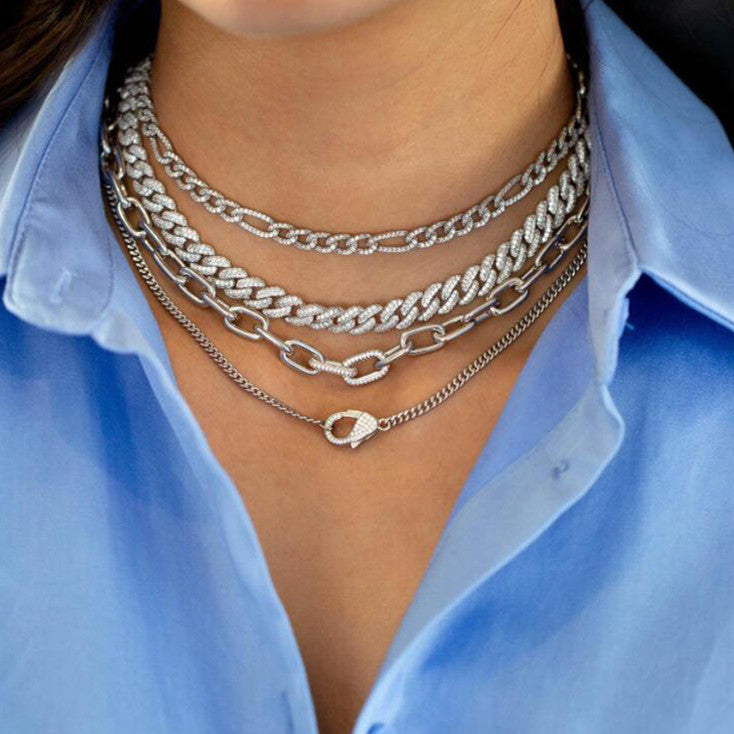 Miami chain choker necklace - silver