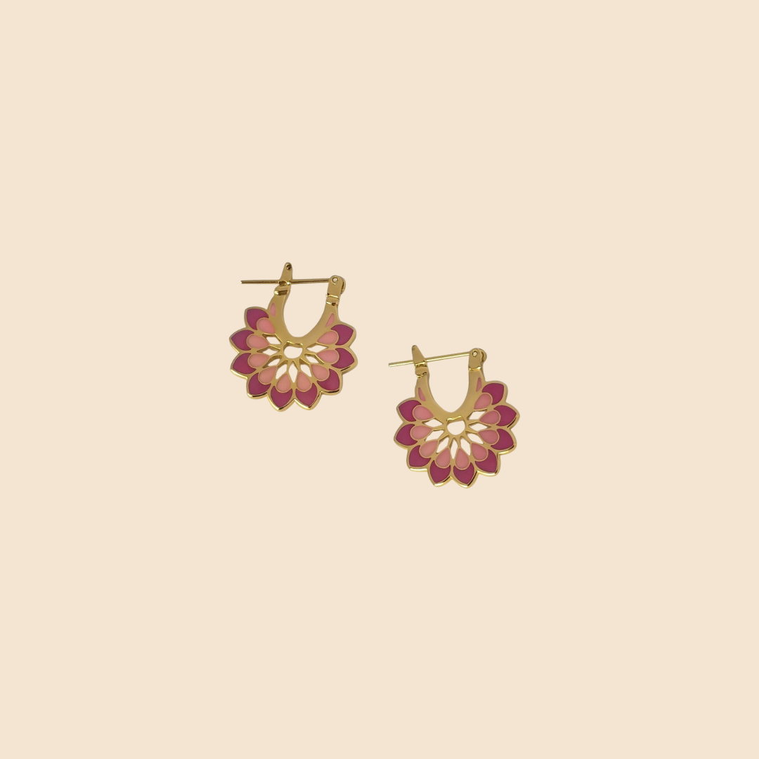 Mandala Flower Pink Earrings