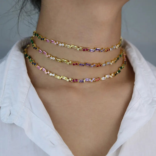 Rainbow multicolor choker necklace