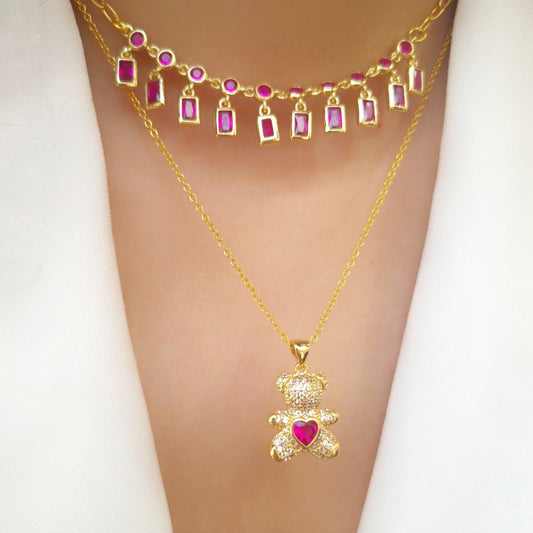 Teddy in love necklace