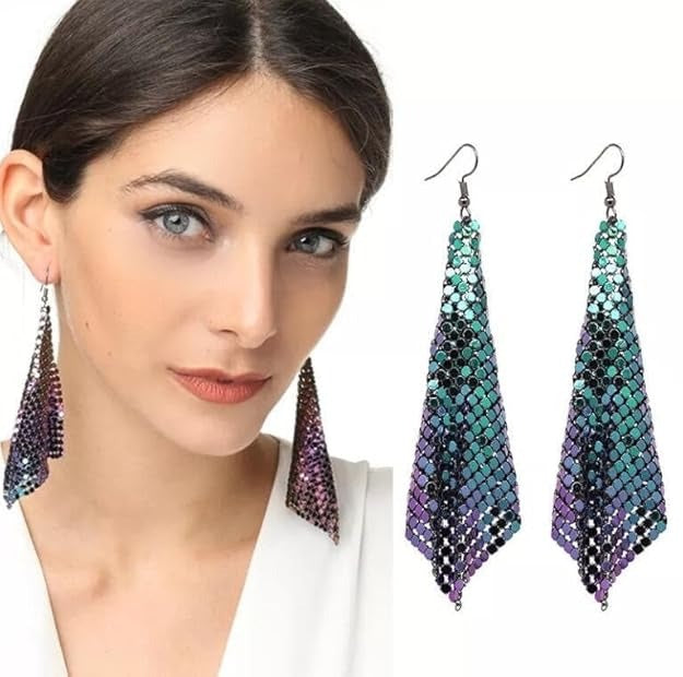 "Hello" earrings Blue Green