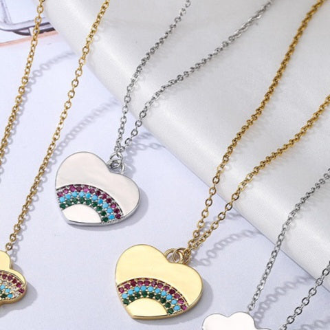 MiniLux rainbow heart necklace