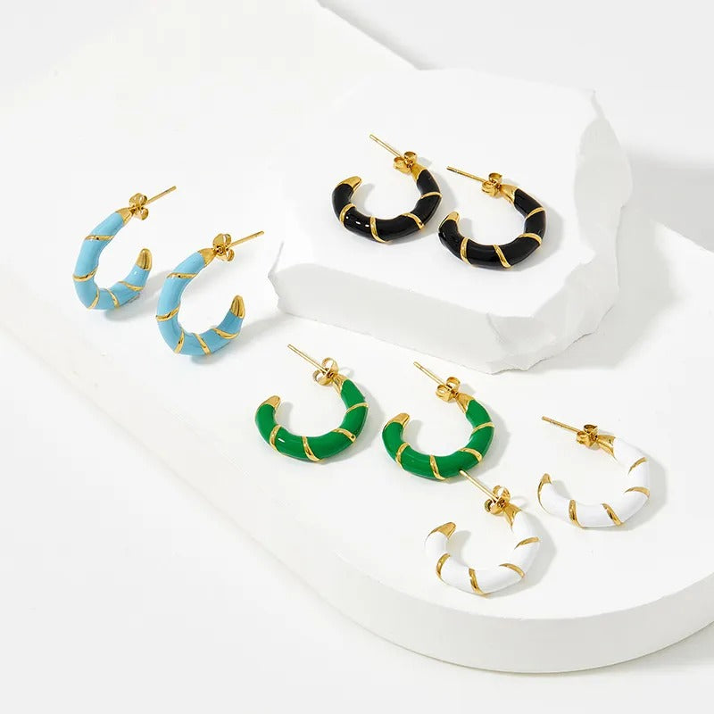 Enamel White earrings
