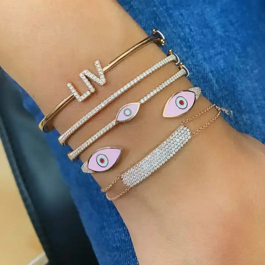 Evil eye enamel bracelet