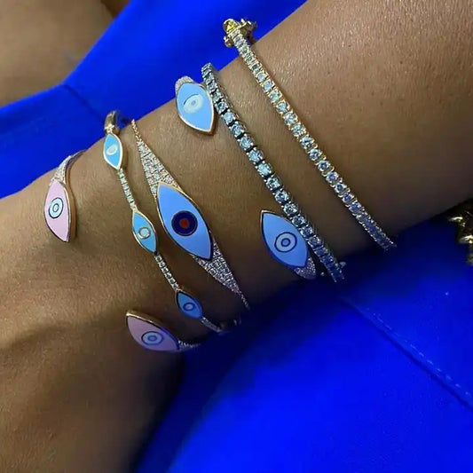Evil eye enamel bracelet