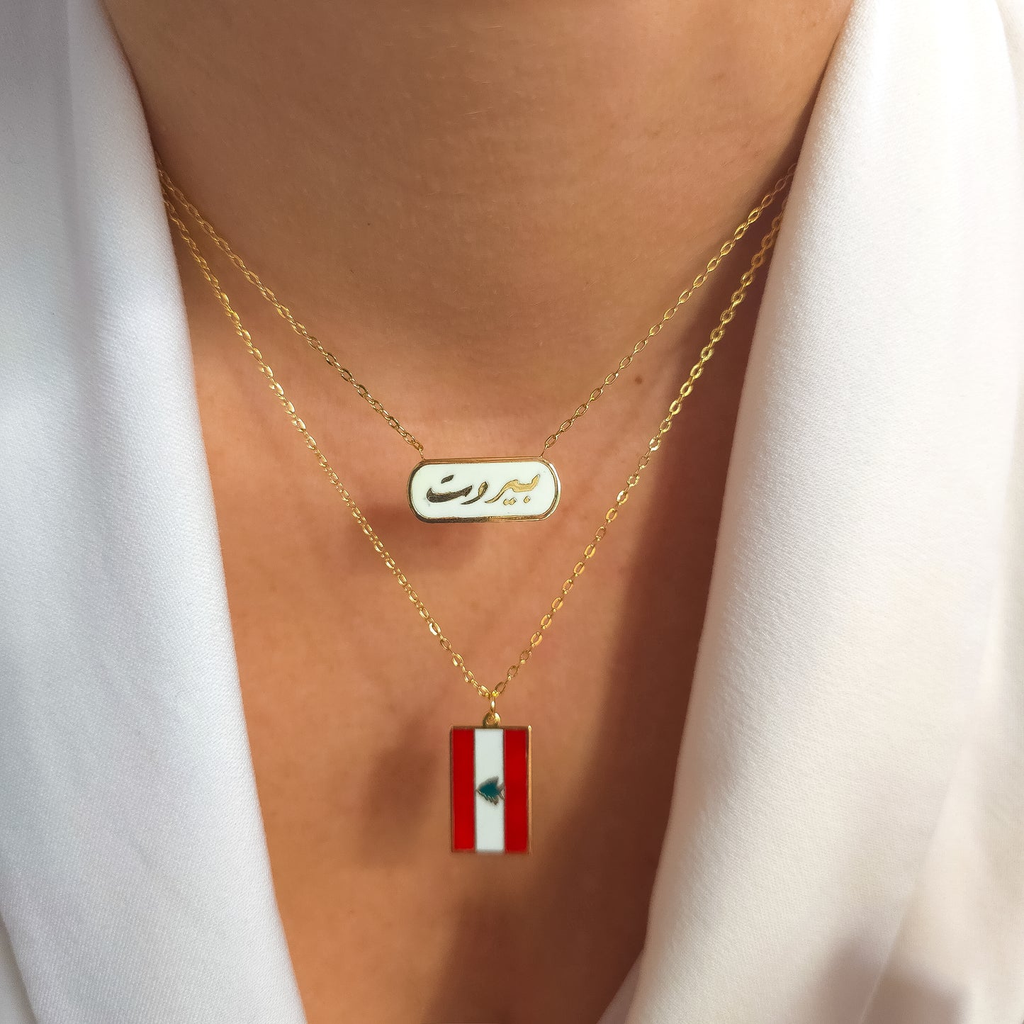 Beirut enamel 18k Gold necklace