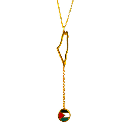 MiniLux Palestine map & flag necklace