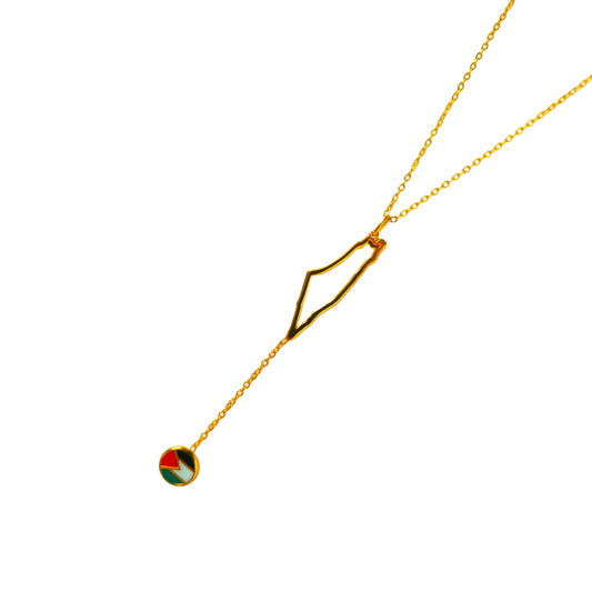 MiniLux Palestine map & flag necklace
