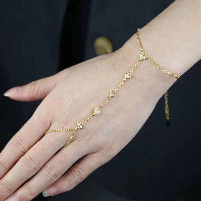 MiniLux heart Chain Bracelet with Ring