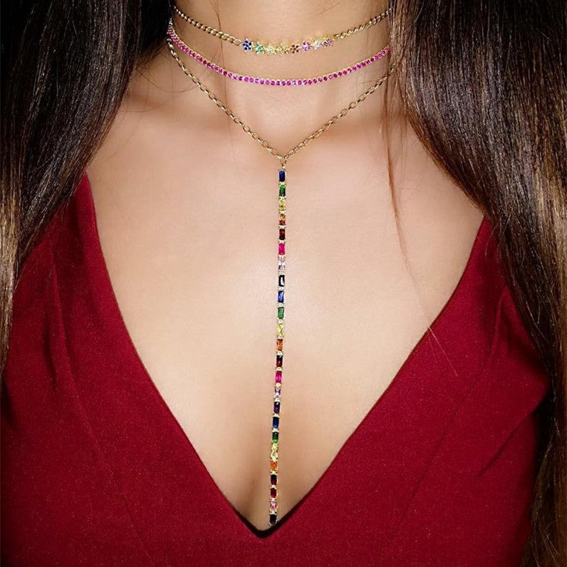 MiniLux rainbow Zirconia necklace