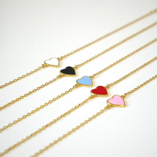 MiniLux enamel Solid Gold heart Bracelet