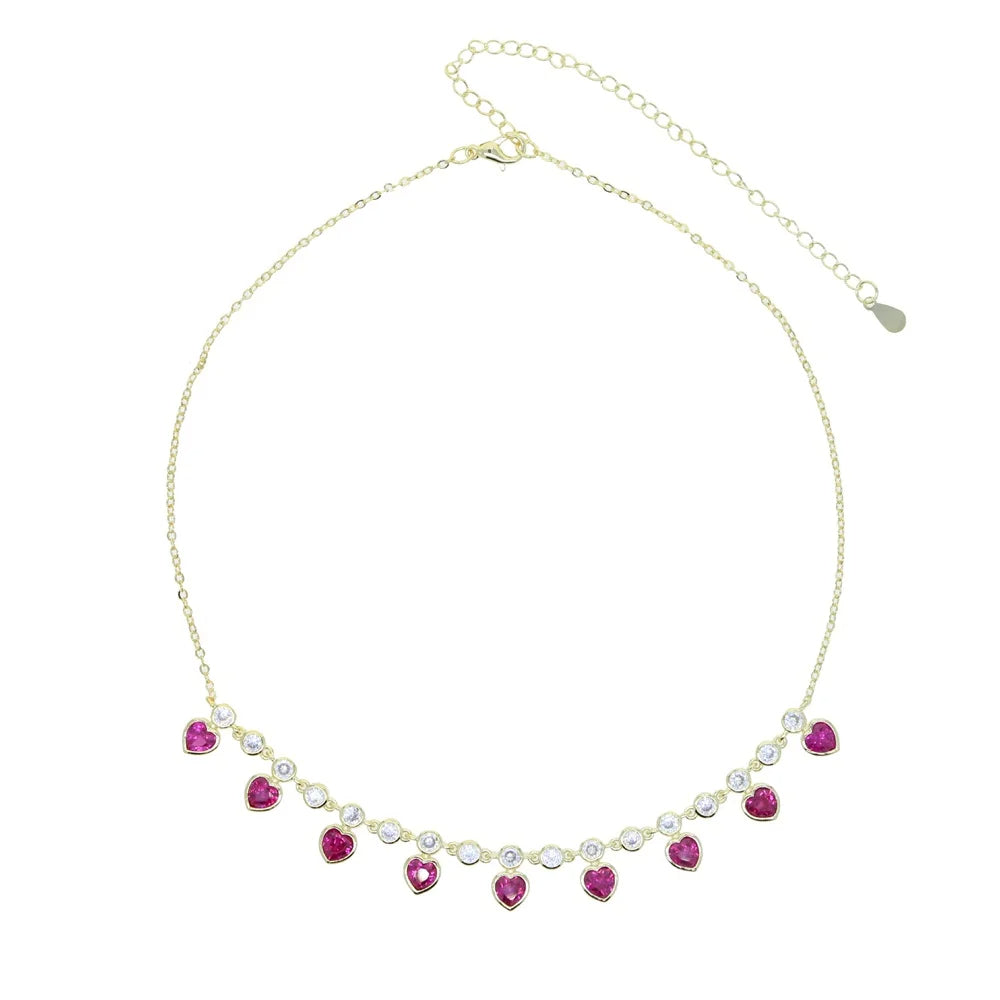 MiniLux Hearts of gold Magenta necklace