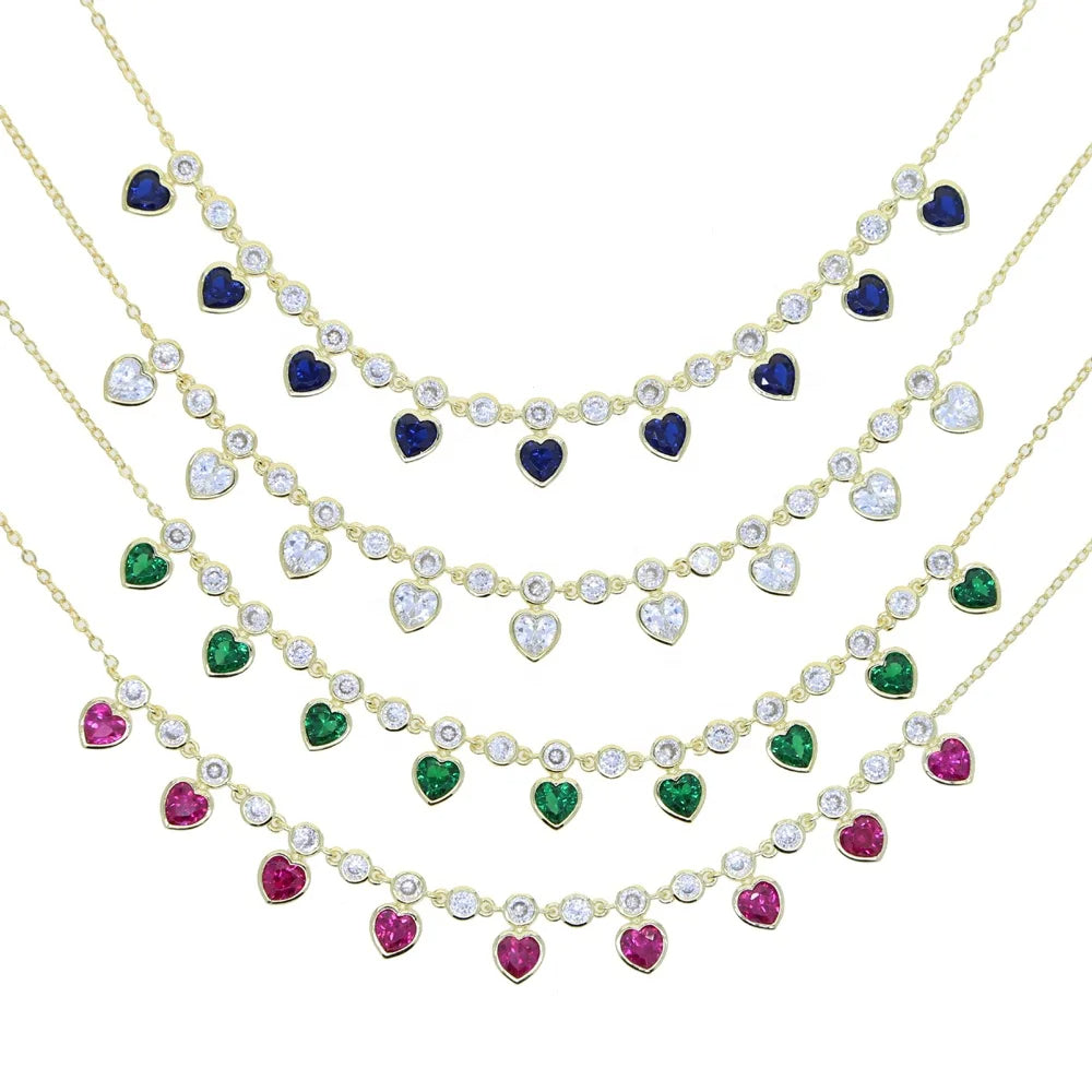 MiniLux Hearts of gold Green necklace