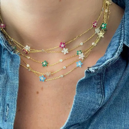 MiniLux Green flower necklace