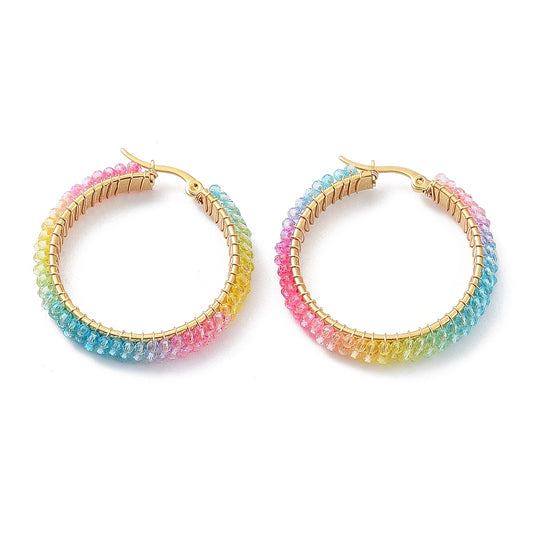 Handmade Rainbow Hoops Earrings